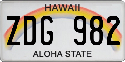 HI license plate ZDG982
