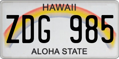 HI license plate ZDG985