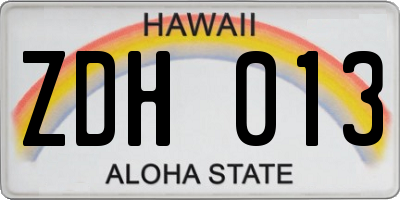 HI license plate ZDH013