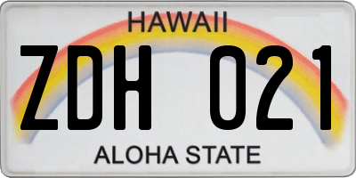 HI license plate ZDH021