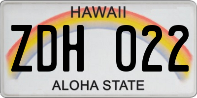 HI license plate ZDH022