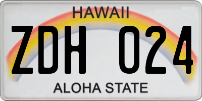 HI license plate ZDH024