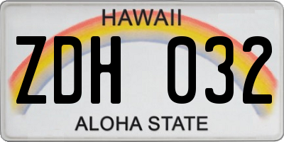 HI license plate ZDH032