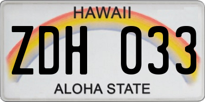 HI license plate ZDH033