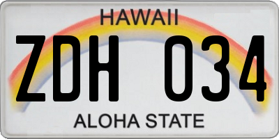 HI license plate ZDH034