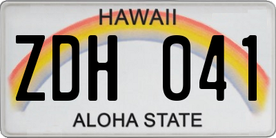 HI license plate ZDH041