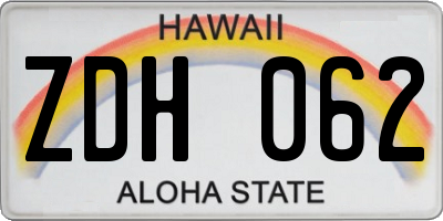 HI license plate ZDH062