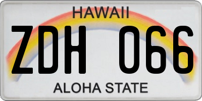 HI license plate ZDH066