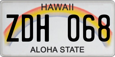 HI license plate ZDH068
