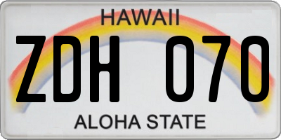HI license plate ZDH070