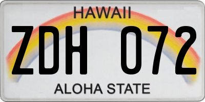 HI license plate ZDH072