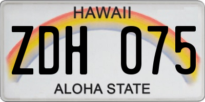 HI license plate ZDH075