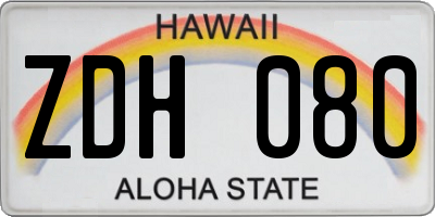 HI license plate ZDH080