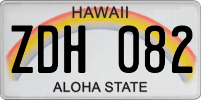 HI license plate ZDH082