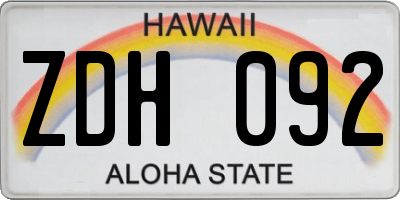 HI license plate ZDH092