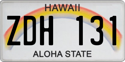 HI license plate ZDH131