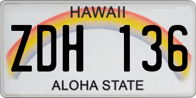 HI license plate ZDH136