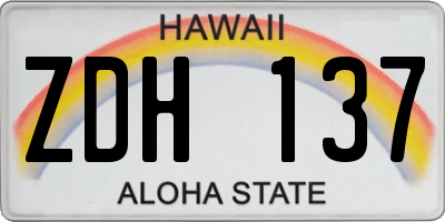 HI license plate ZDH137
