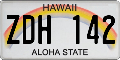 HI license plate ZDH142