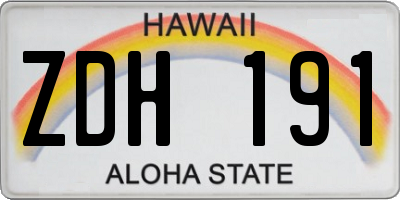 HI license plate ZDH191