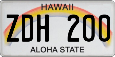HI license plate ZDH200