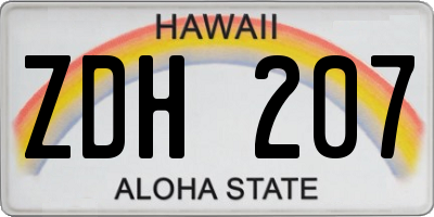 HI license plate ZDH207