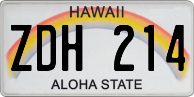 HI license plate ZDH214
