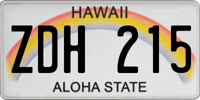 HI license plate ZDH215