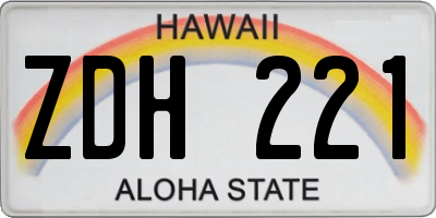 HI license plate ZDH221