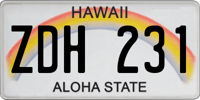 HI license plate ZDH231
