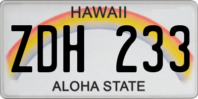HI license plate ZDH233