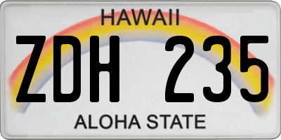 HI license plate ZDH235
