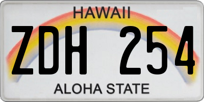 HI license plate ZDH254