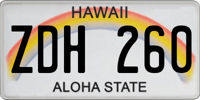 HI license plate ZDH260