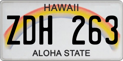 HI license plate ZDH263