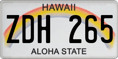 HI license plate ZDH265