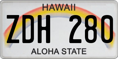 HI license plate ZDH280