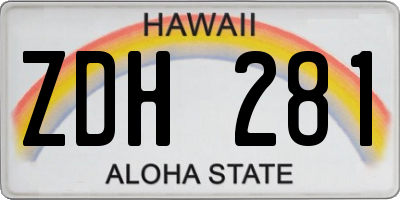 HI license plate ZDH281