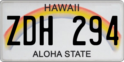 HI license plate ZDH294