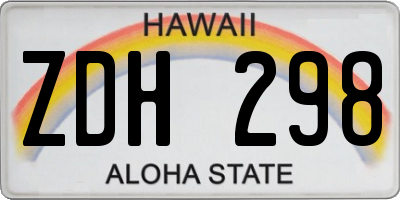 HI license plate ZDH298
