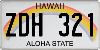 HI license plate ZDH321