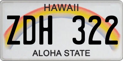 HI license plate ZDH322