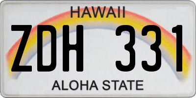 HI license plate ZDH331