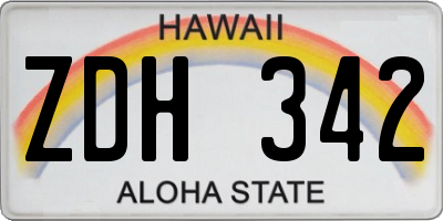 HI license plate ZDH342