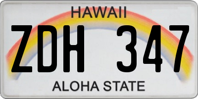 HI license plate ZDH347