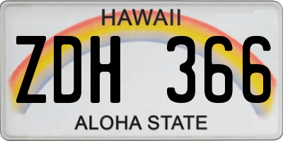 HI license plate ZDH366