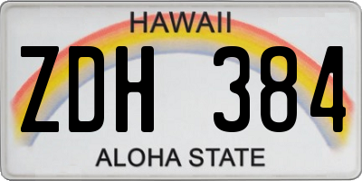 HI license plate ZDH384