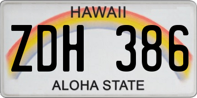 HI license plate ZDH386