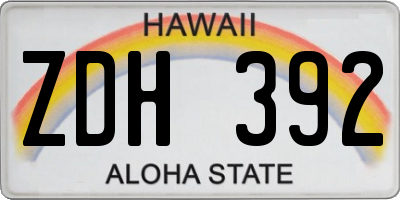 HI license plate ZDH392