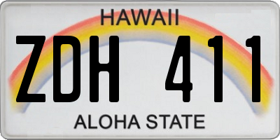 HI license plate ZDH411